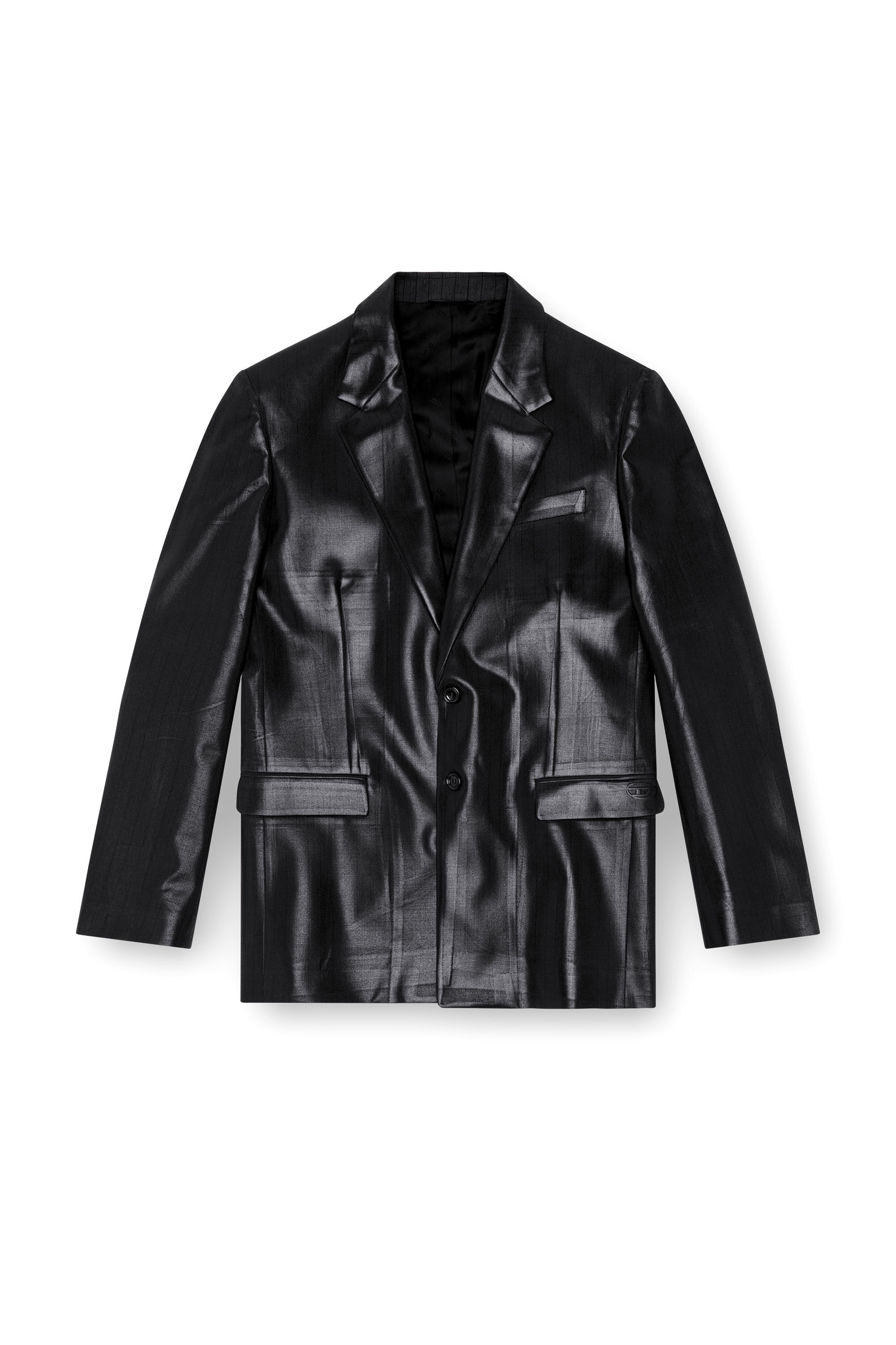 Diesel - J-STANLEY, Man's Pinstripe blazer with coated front in Black - 2