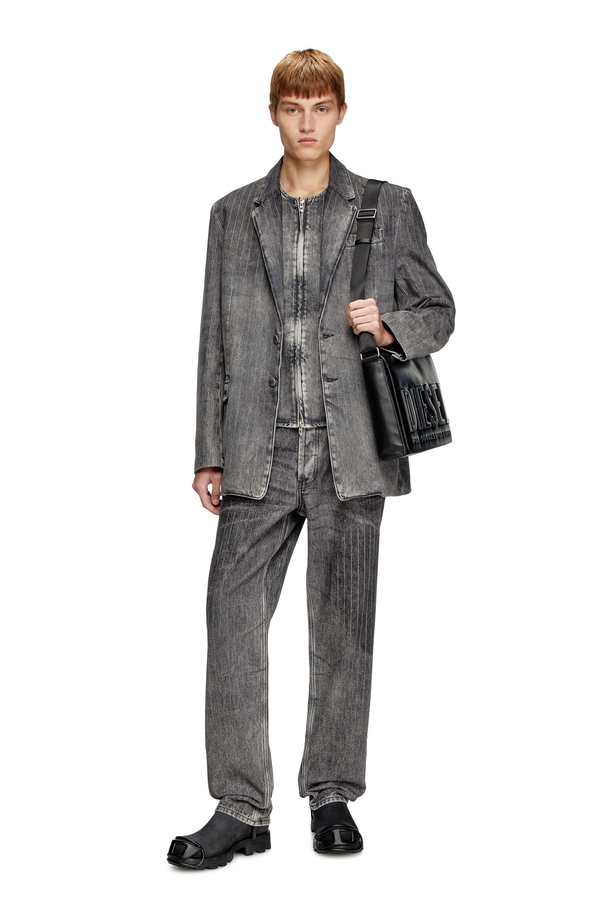Diesel - D-REGER-S, Unisex's Blazer in tailoring pinstripe denim in Black - 1