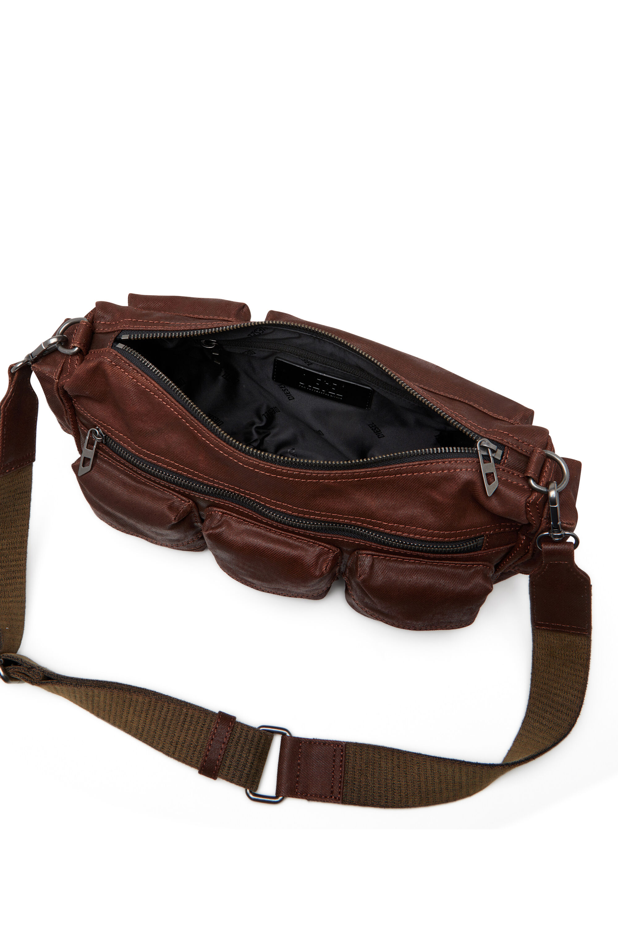 Diesel - MULTI-PKTS SHOULDER BAG X, Unisex's Multi-Pockets - Cotton bag with multiple pockets in Brown - 6