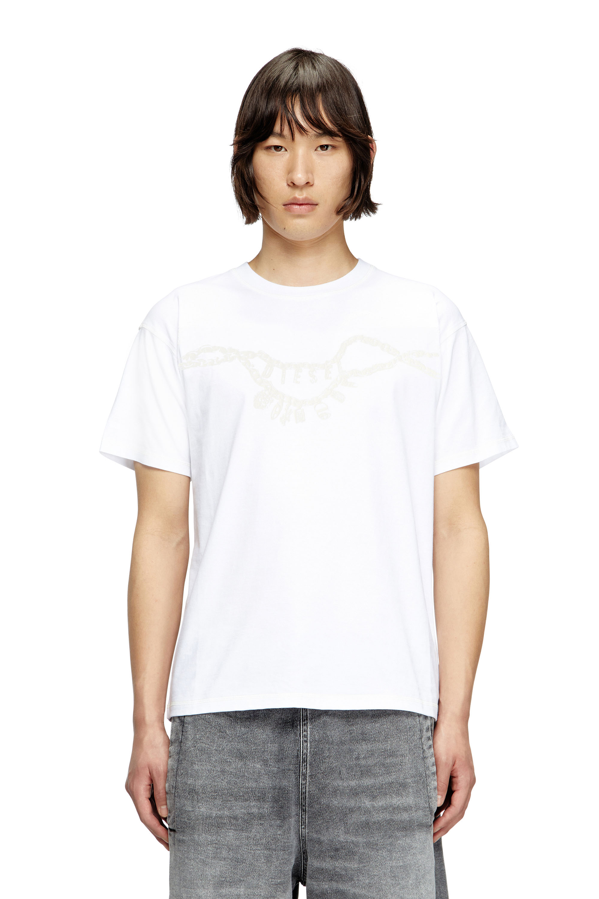 Diesel - T-NORM-HOSHI, Unisex's T-shirt with charm necklace print in White - 2