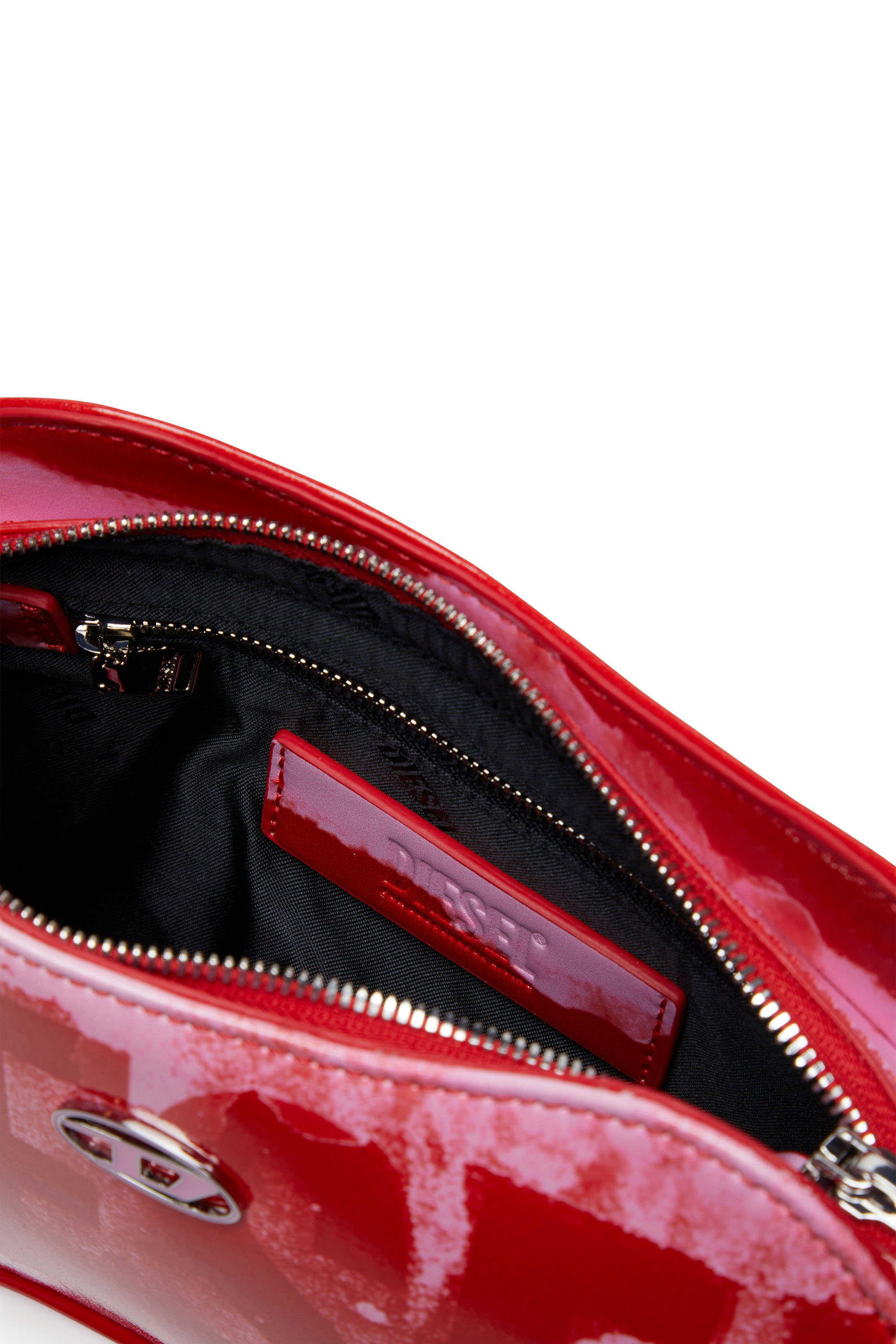 Diesel - PLAY SHOULDER, Woman's Play-Shoulder bag in printed glossy PU in Pink/Red - 4