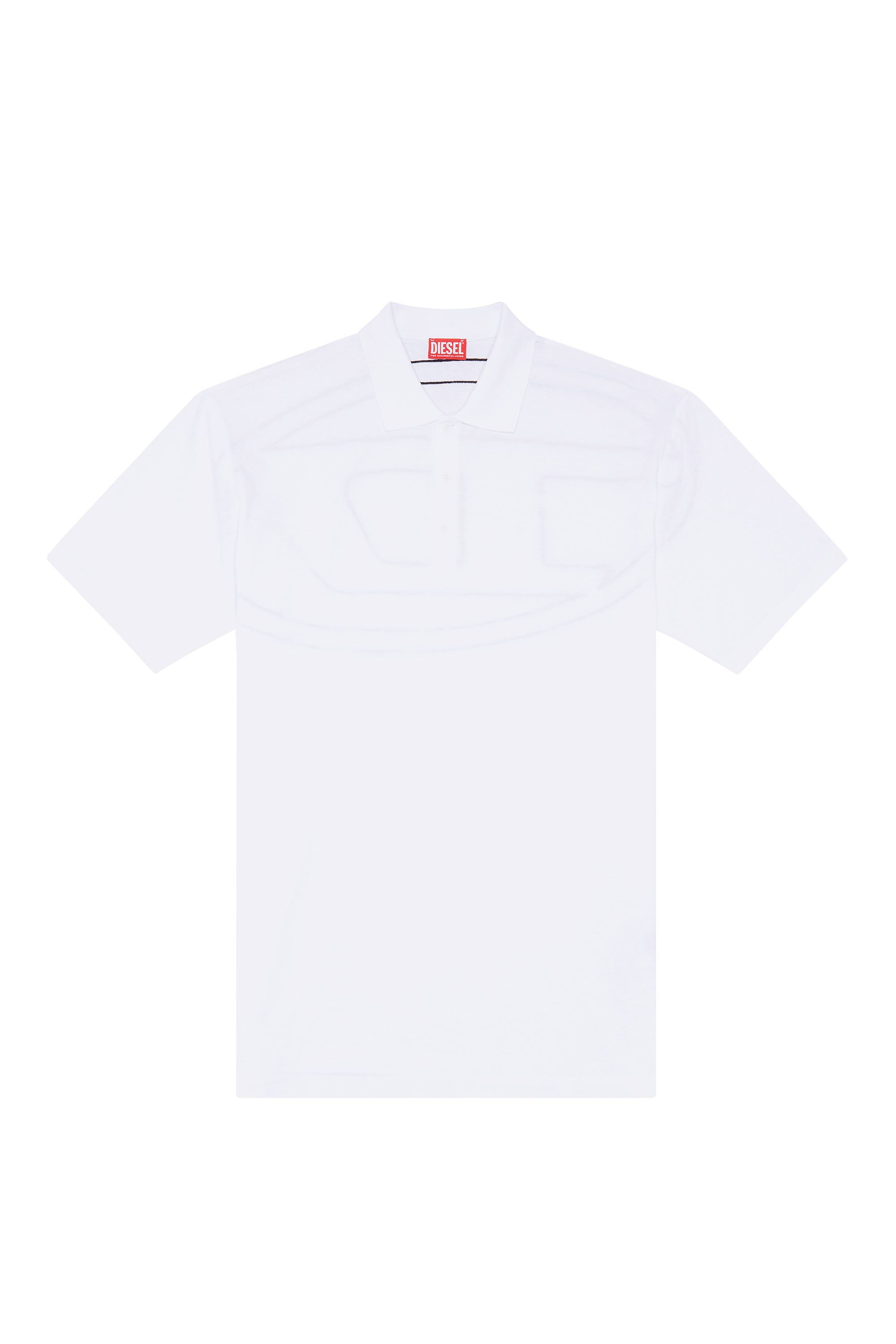 Diesel - T-VORT-MEGOVAL-D, Man's Polo shirt with maxi oval D embroidery in White - 3