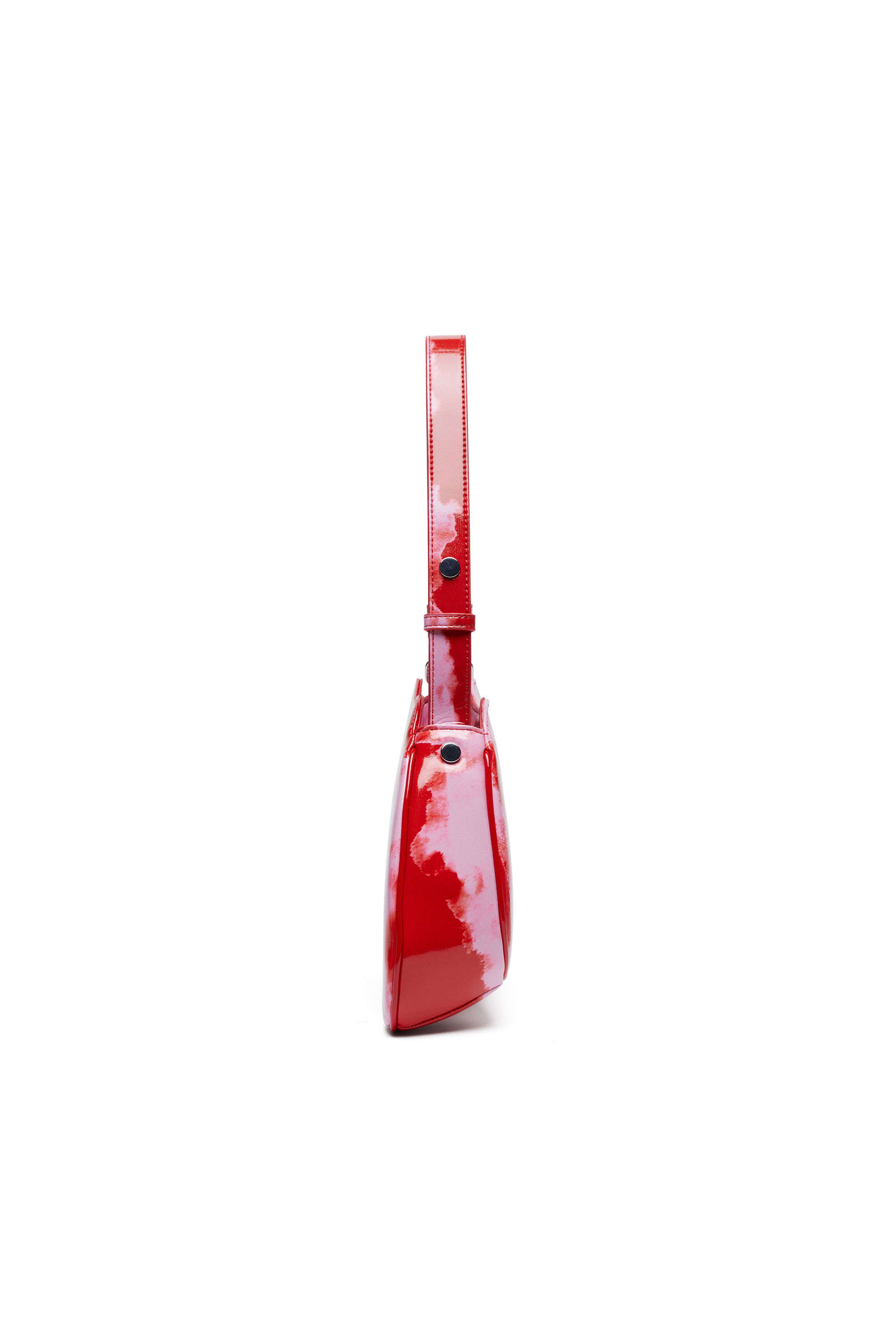 Diesel - PLAY SHOULDER, Woman's Play-Shoulder bag in printed glossy PU in Pink/Red - 3