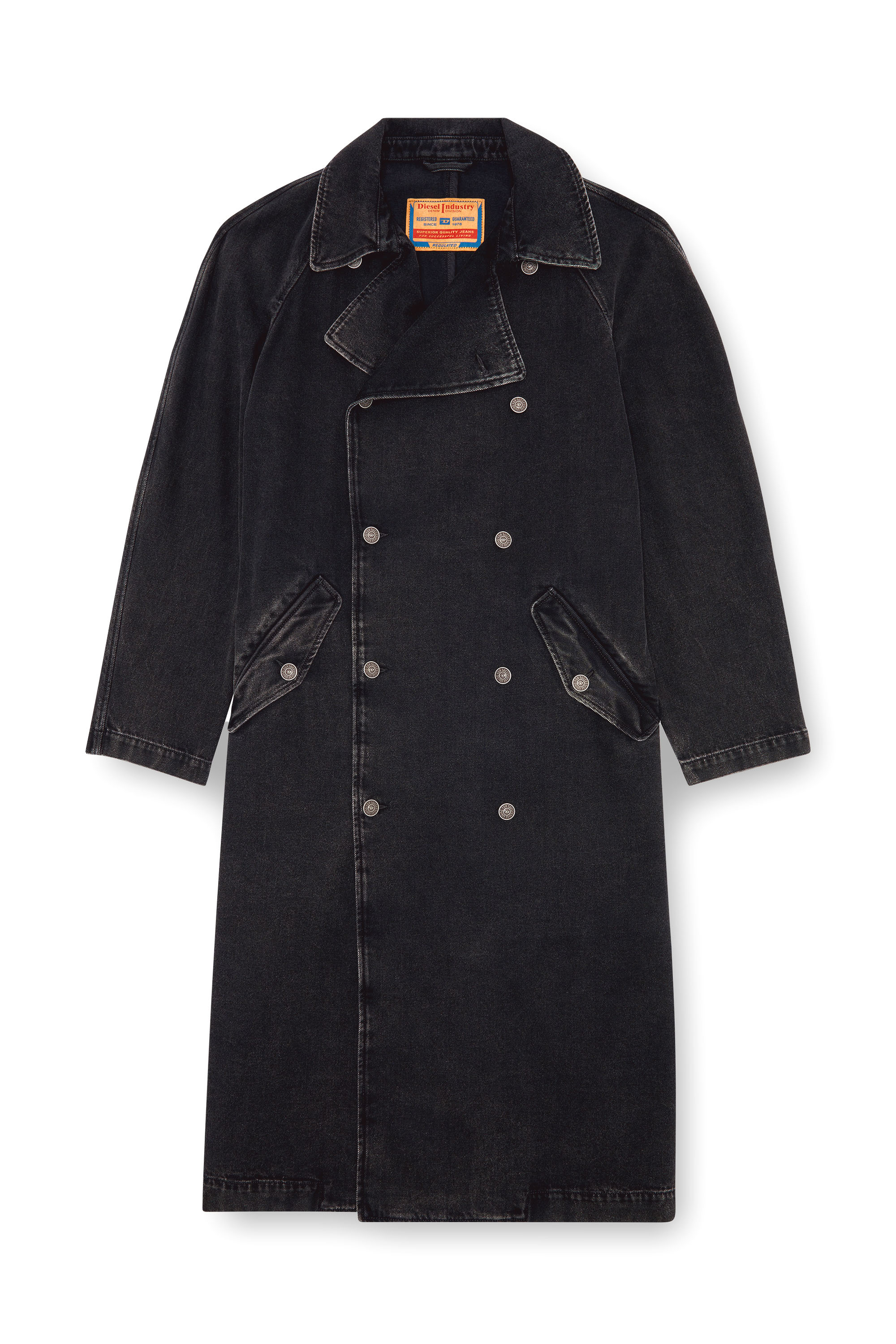 Diesel - D-DELIRIOUS-D, Man's Trench coat in clean-wash denim in Black - 3