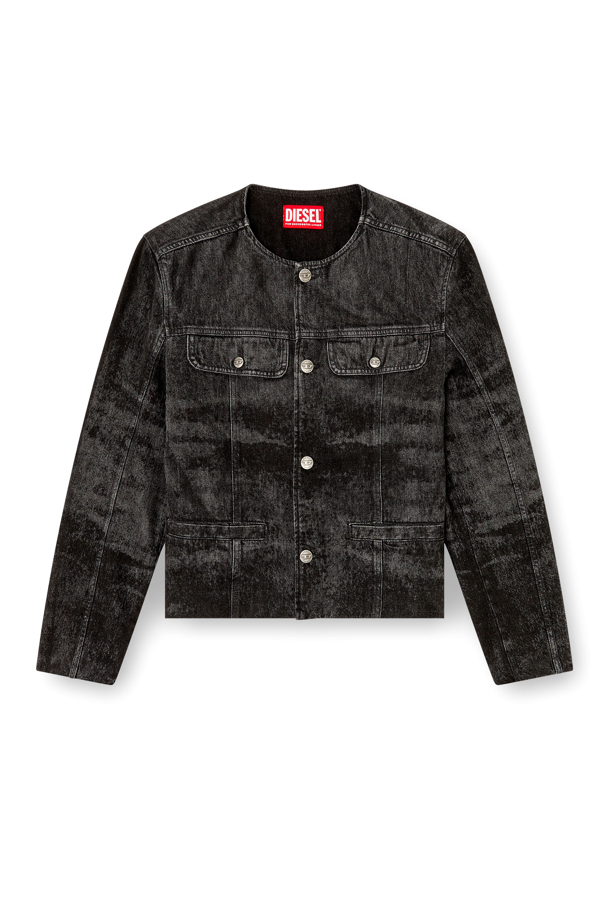 Diesel - D-ABERDEEN-FSH2, Man's Jacket in lasered cotton-hemp denim in Black - 3