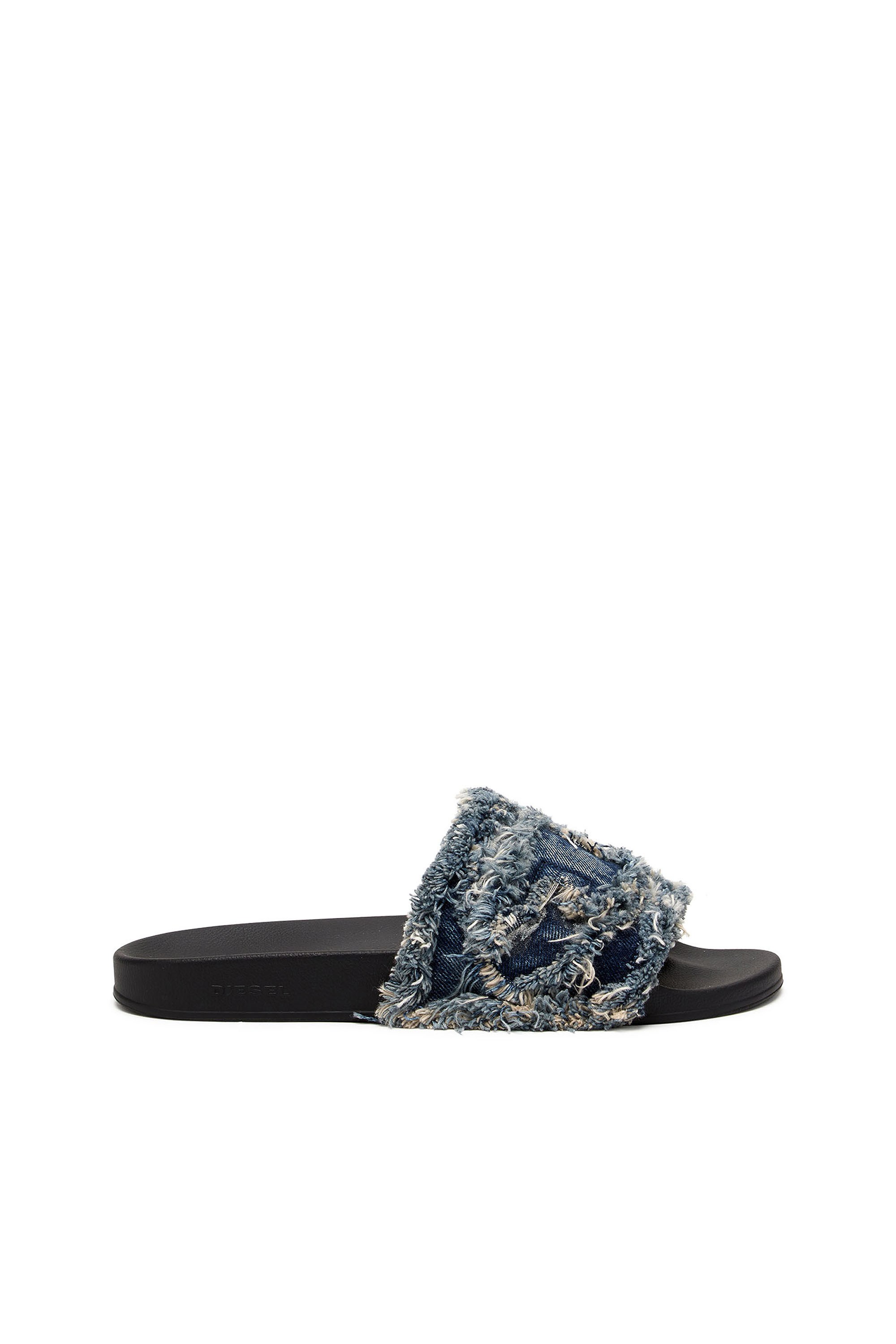 Diesel - SA-SLIDE D DENIM, Woman's Sa-Slide D-Fringed denim slides in Blue - 1