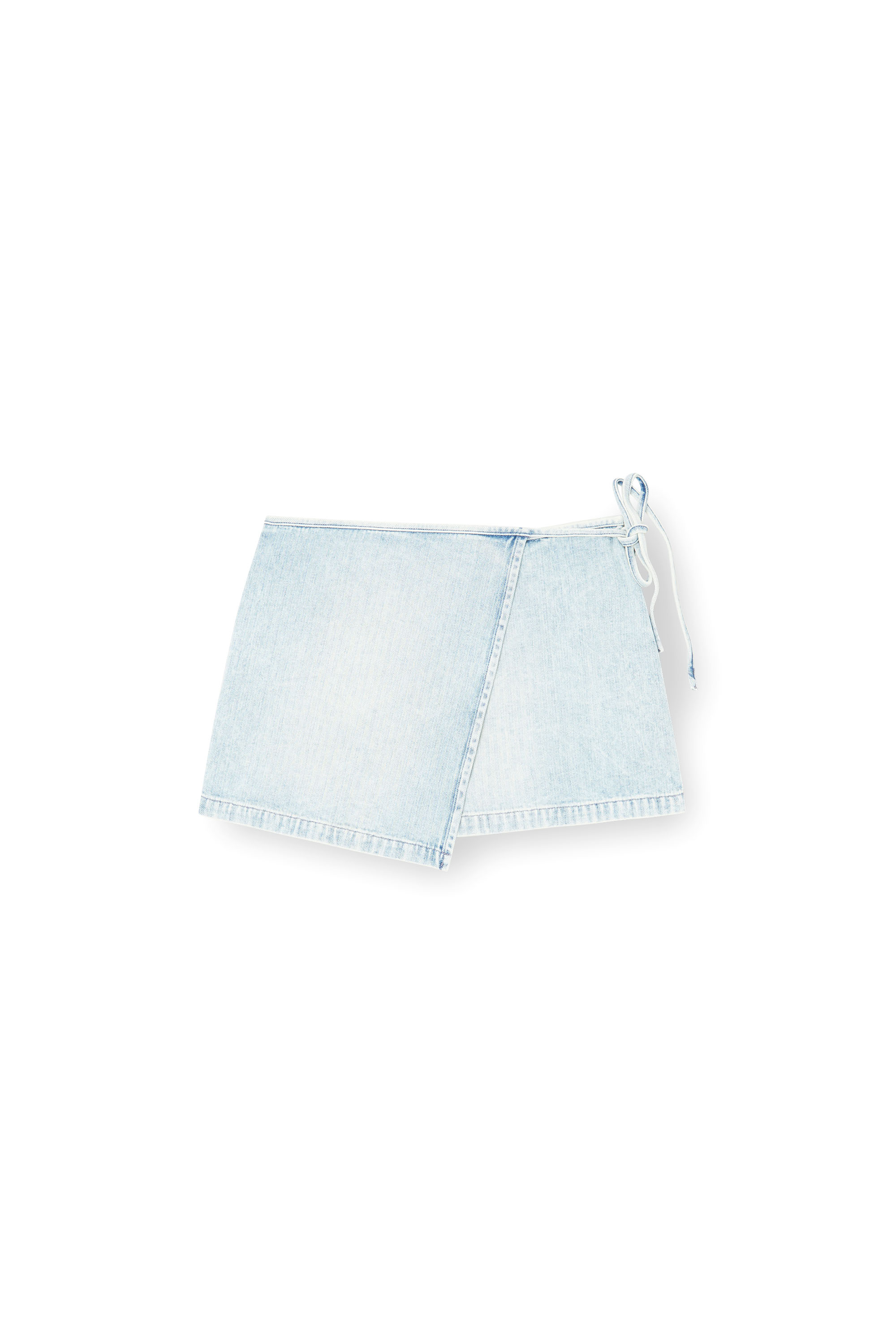 Diesel - DE-LEM-MINI, Woman's Short wrap skirt in herringbone denim in Light Blue - 3