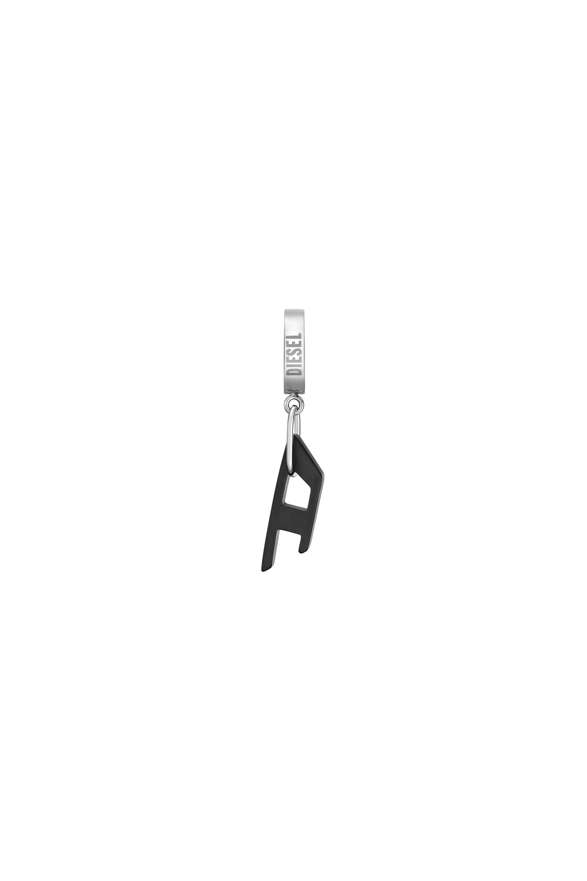 Diesel - DX1418, Unisex's Two-tone Stainless Steel single hoop earring in Black/Silver - 2