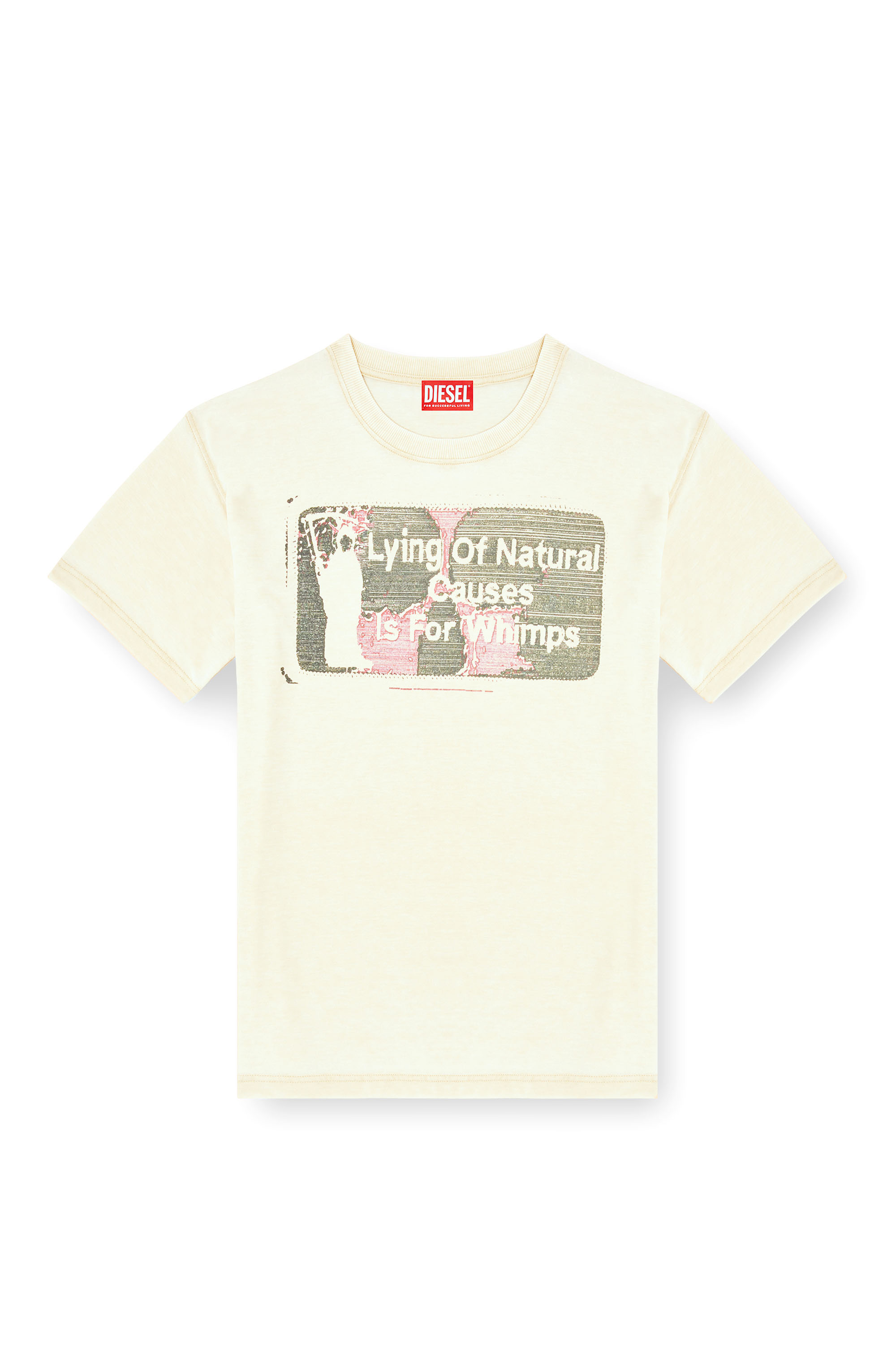 Diesel - T-NORM-T2, Man's Slogan T-shirt with burnout wash in Beige - 3