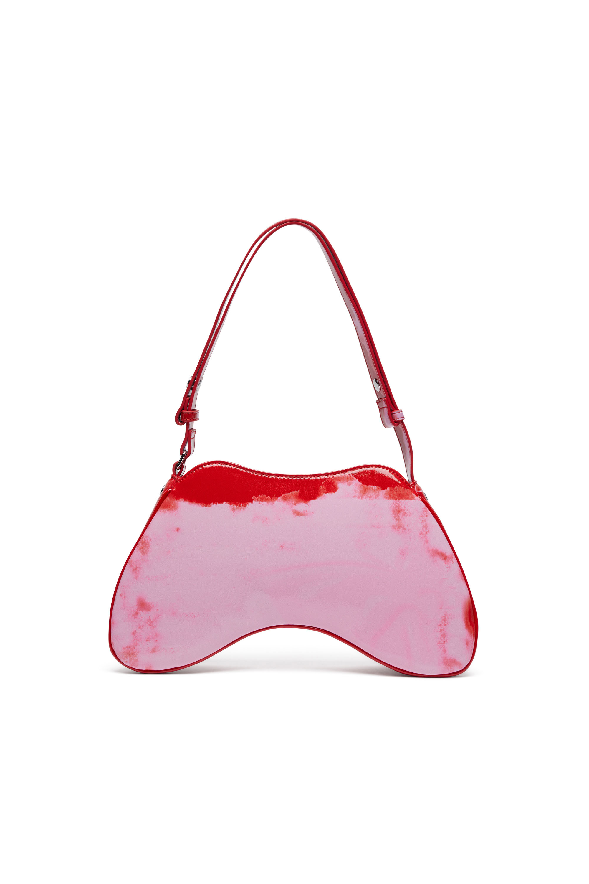 Diesel - PLAY SHOULDER, Woman's Play-Shoulder bag in printed glossy PU in Pink/Red - 2